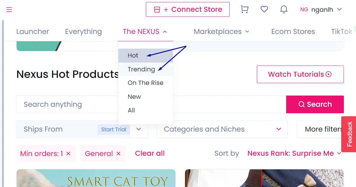 use the Hot Stores and Trending Stores tabs to see what's selling well in other shops